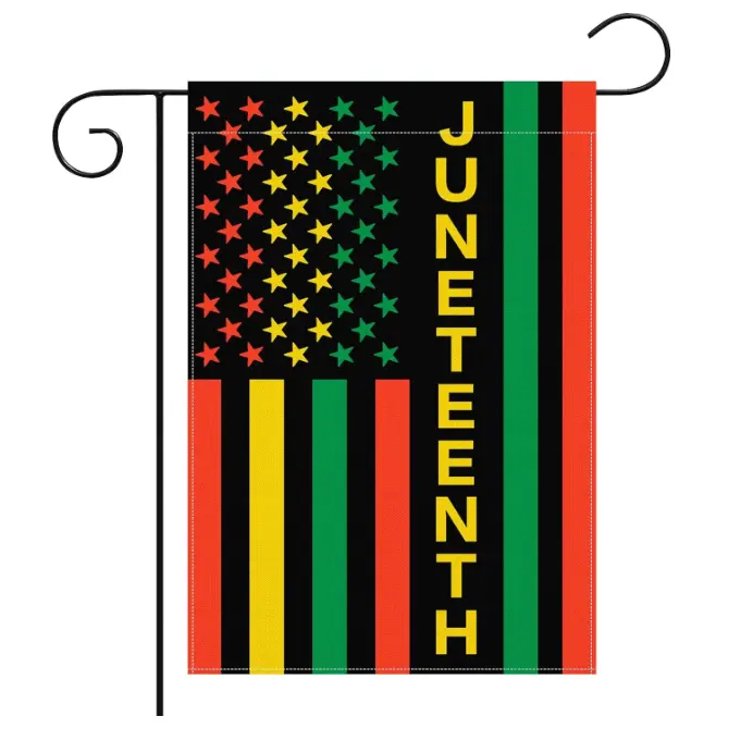 Juneteenth Garden Flag Decorations Double Sided Pan-African Striped with Stars Printed Holiday Yard Flag Indoor Outdoor 12x18