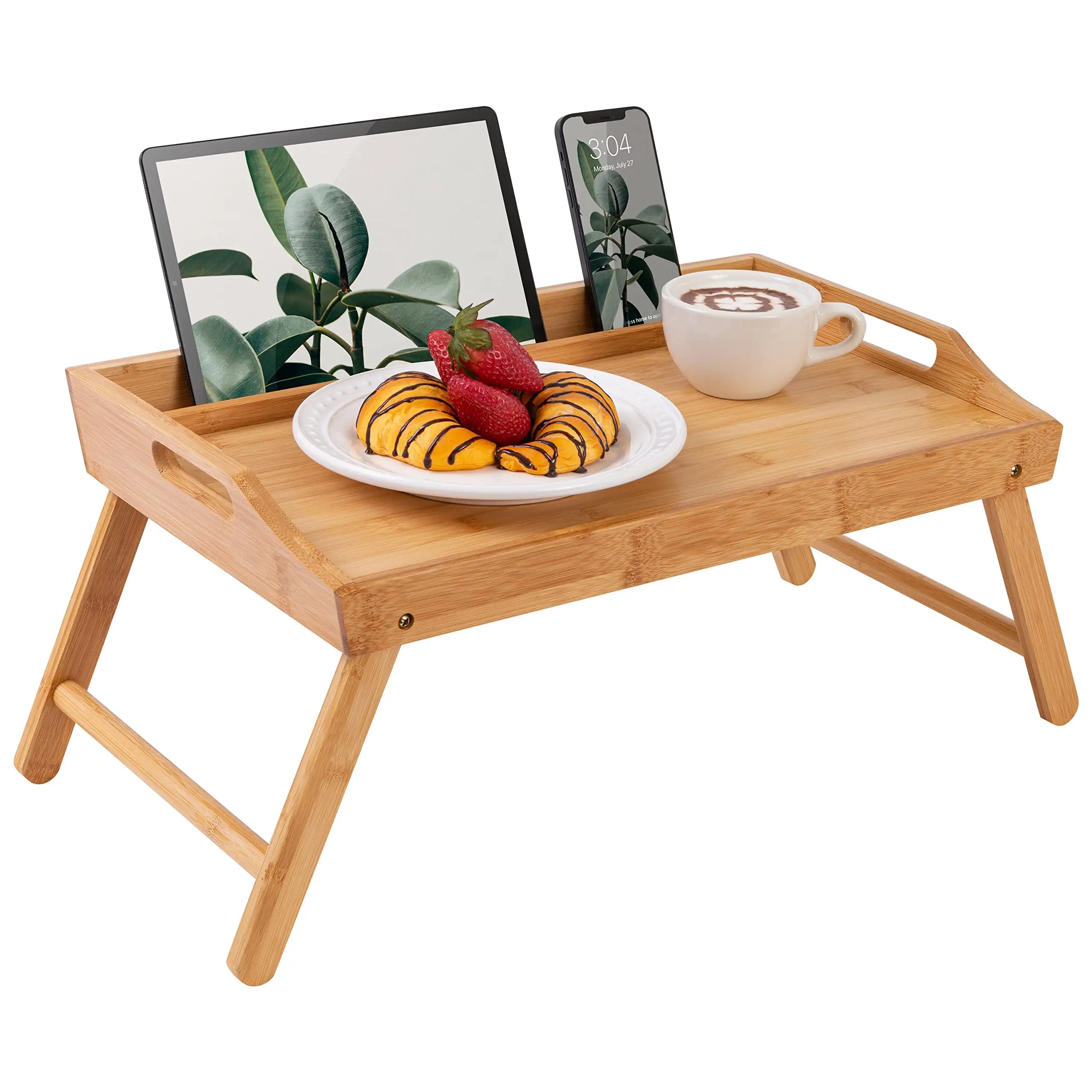 Hot Sells Bamboo Wood Bed Tray Desktop Dock Wooden Mount Display Portable Laptop Desk for Bed