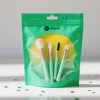 Sachets personnalisés imprimés pour pinceaux de maquillage, avec face transparente brillante, refermables à fermeture éclair, en plastique, avec trou Euro