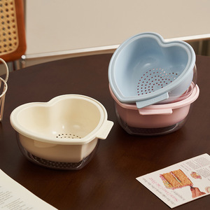 Heart Shaped <b>Drain</b> <b>Basket</b> Double Layer Pet Mini Fruit Plate Kitchen Sink Strainer Blue - Product Image 2