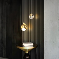 Petit lustre de chevet pour chambre à coucher, cristal de luxe, cuivre, créatif, moderne, lampes suspendues minimalistes, barre d'étude, luminaire suspendu LED