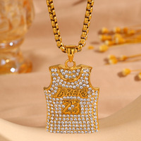 Collier pendentif maillot de basket CYNYA avec breloque zircon numéro 23 24, chaîne en bambou, bijoux sportifs hip-hop, cadeau pour homme