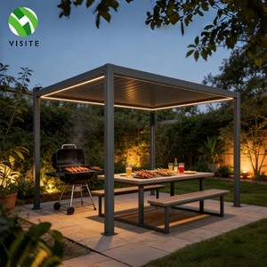 Pérgola Bioclimática para Jardín <span class=keywords><strong>MIA</strong></span> 3x4 de Acero al Carbono con Techo de Láminas Motorizadas, Tira de LED Solar, Totalmente Impermeable, Color Personalizado - Product Image 3