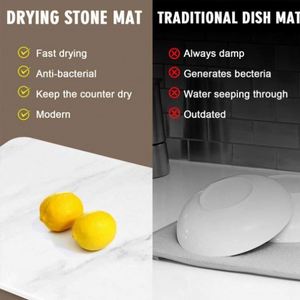 Nouveau marbre dur diatomite séchage rapide tapis de comptoir de cuisine tapis absorbant plateau pierre plat séchage tapis pour comptoir de cuisine - Product Image 3