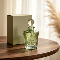 Bouteille diffuseur en verre cylindrique personnalisable avec logo, écologique, pour huiles d'aromathérapie et crèmes de soin, avec bâtonnets en rotin