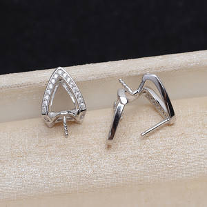 Accessoires de fabrication de bijoux en argent S925, boucles d'oreilles de style simple européen et américain, version coréenne pour femmes, 8-9 perles, porte-perles creux - Product Image 3