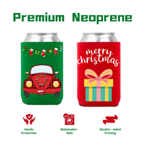 Vente en gros de refroidisseurs de canettes en néoprène imprimés en gros, motifs de Noël et de dessins animés, pour cadeaux d'entreprise