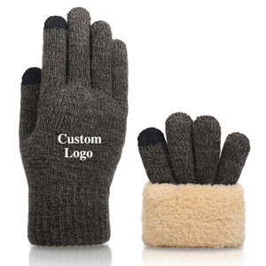 Venta de fábrica Pantalla táctil Cálido Unisex Guantes de punto Espesor Acrílico Dedo completo Guantes de invierno Mitones Logotipo personalizado - Product Image 2