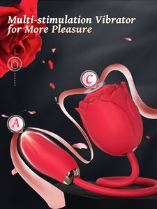 Alta qualità per adulti a forma di rosa a doppio termine proiettile per l'uovo vibratore capezzolo succhiare vibranti masturbatore Premium Sex <span class=keywords><strong>Toy</strong></span> per - Product Image 2