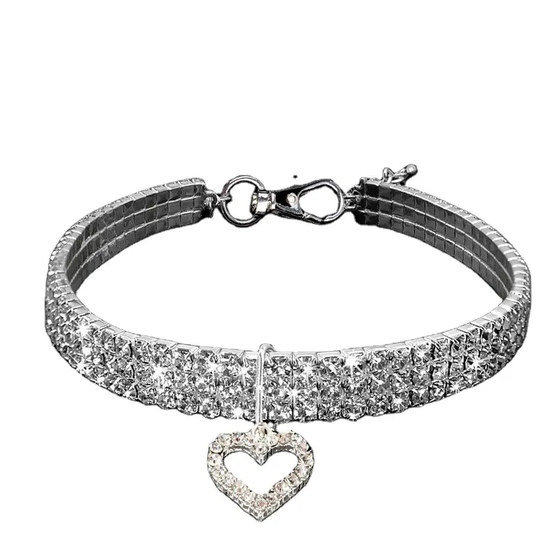 Accessories Best Selling Products Color Diamond Collars Dogs Lovely Heart Pet Accessories Metal Led Dog Collar