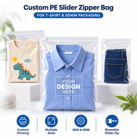 Sac à fermeture éclair transparent en PE avec fermeture facile pour l'emballage de t-shirts et de jeans, logo personnalisé pour le rangement des vêtements