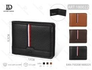 Portafoglio da Uomo in Vera Pelle, Chiusura Corta Pieghevole, Motivo a Righe, Ideale come Regalo - Product Image 1