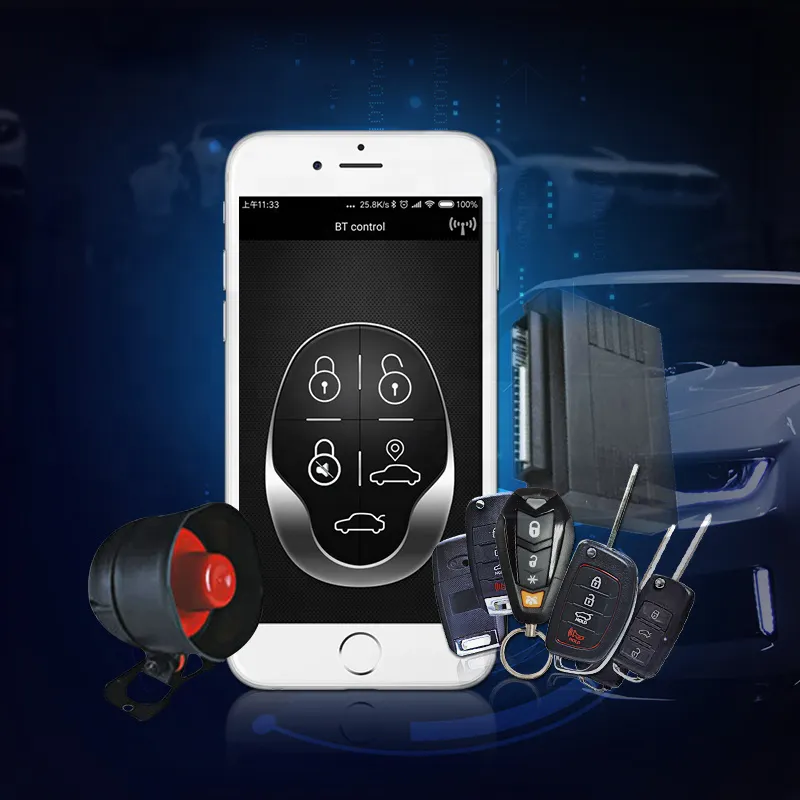 Sistema de alarme de segurança automotivo, sistema de alarme de segurança para android/ios, com kit central remoto e fechadura de porta