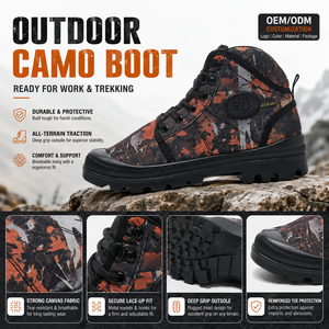 Bottes de randonnée montantes camouflage pour hommes, imperméables, antidérapantes, respirantes et légères, vente en gros d'usine, OEM - Product Image 2