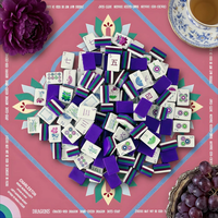 En stock : 160 tuiles de mahjong américain de luxe moderne avec tapis en néoprène floral vert, mélamine gravée 4 couches, prêt à être expédié