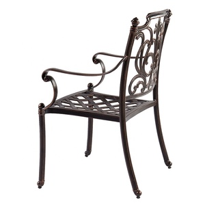 Ensemble de salle à manger d'extérieur en aluminium moulé, étanche, pour patio, <span class=keywords><strong>balcon</strong></span>, jardin, restaurant, avec table ronde pour barbecue et foyer, et chaises - Product Image 4
