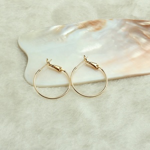 Pendientes de aro de Latón chapado en oro auténtico de 14 quilates para mujer, pendientes de aro de oro de moda de 25mm 30mm 35mm, gran regalo - Product Image 5