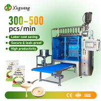 Machine d'emballage de sachets 10 lignes, scellage 3 côtés, pour sauces, mayonnaise, vinaigrettes et liquides