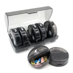 Round Weekly 14 Grids Twice A Day PP Plastic Pill Organizer Medicine Storage Cases Pill Box Factory Price