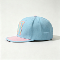 Casquette Snapback Décontractée Style Collège à Visière Plate Bicolore 6 Panneaux Personnalisée avec Double Bordure et Broderie du Logo Lettre N – Vente en Gros