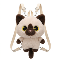 Ransel Boneka Kucing Lucu untuk Anak-anak Tas Sekolah Boneka Kucing Hitam Calico Siam Kartun Hadiah Ulang Tahun Natal
