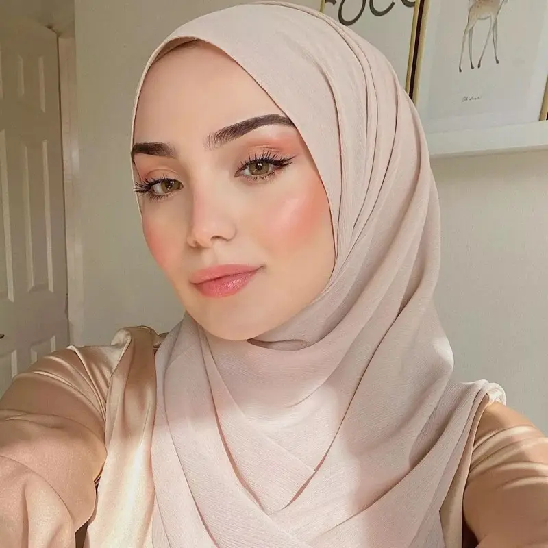 New design Malaysia chiffon hijab muslim women pure color crinkle scarf