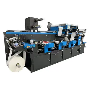 HONTEC RDA-350-3C 2022 New web guide system label rotary die cutting machine with 3-color flexography and slitter for label