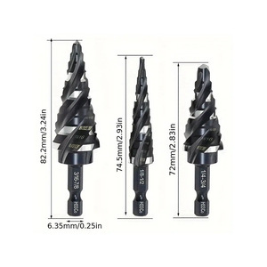 高品質コバルト窒化M35高速度鋼HSSステップドリルビットキット クイックリリース4枚刃スパイラル溝 ブラック仕上げ - Product Image 3