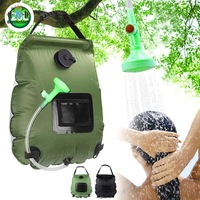 Douche de camping portable personnalisée pour l'extérieur, chauffage solaire, 20 L (5 gallons), ensemble de sacs de douche en plastique pour la plage, la natation, la randonnée et l'hygiène