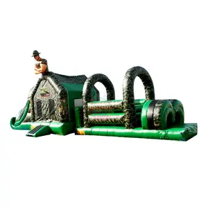2 Part Army obstacle course 60ft Boot Camp Inflatable Military Bounce House With Air Blower