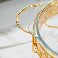 Plats de service en verre de luxe de haute qualité pour la restauration, chauffe-plats en métal en forme d'œuf doré, ensemble de buffet