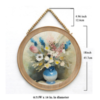 Art Mural Botanique Vintage Bleu Floral Rétro Design Moderne du Milieu du Siècle Cadre en Papier Neutre Oeuvre Imprimée pour la Décoration Intérieure