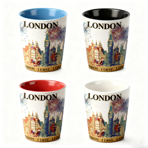 Tùy chỉnh London lưu niệm chén gốm nhỏ bắn Glass Wine Mugs nhà máy bán buôn với Big Ben thành phố Thiết kế cho quà lưu niệm và quà tặng - Product Image 6