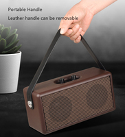 Altavoz inalámbrico BT de diseño Retro, superficie de cuero y mango extraíble, portátil, con batería de 4500 mAh