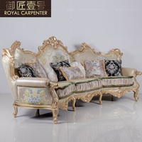 Ensemble de canapés en tissu sculpté en bois massif personnalisé, style européen de luxe avec un design traditionnel pour le mobilier de salon