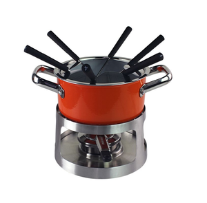 Pentola per fonduta in ghisa con smalto caldo 6 forchette per fonduta Set per fonduta di formaggio e cioccolato - Product Image 1