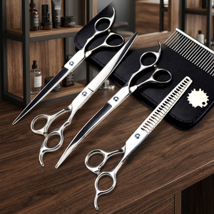 Kit de coiffure professionnel pour barbier, 5 pièces, acier inoxydable 440C, lame tranchante, manche droit moyen long, outils de salon de coiffure - Product Image 2