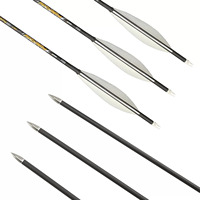 Flèche en carbone, Spine 340-700, Diamètre intérieur 6,2 mm ±0,001, Rectitude 125, Pointe de chasse 125 grains, Plumes blanches 5 pouces, pour le tir à l'arc de chasse et de cible