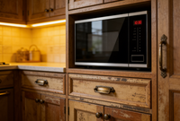 Four à micro-ondes encastrable en acier inoxydable de 25 L avec commande par bouton mécanique, classe A+ en termes d'efficacité énergétique, certifié CE
