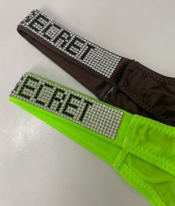 YCH闪光丁字裤女式内裤低腰钻石水钻内衣钻石字母真丝内裤丁字裤 - Product Image 6