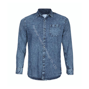 Camisa superior de ropa de trabajo de otoño para hombre de alta calidad, sarga de algodón sostenible, hilo azul pizarra teñido, precio razonable - Product Image 1