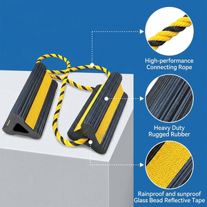 Heavy Duty Aircraft Chocks <b>Rubber</b> for Ground Support 21cm Non Slip Nylon Rope Wheel Stopper Durable Tire <b>Block</b> Bulk - Product Image 4