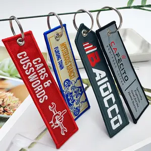 Biểu tượng tùy chỉnh vải key tag thêu Keychain nhãn Móc chìa khóa