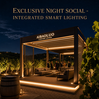 Pérgola de Techo Motorizado con Persianas Elite para Salón de Degustación de Vinos en Bodegas de Lujo, Jardín Privado, Observatorio Panorámico