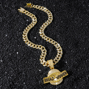 Colliers à pendentif géométrique en alliage plaqué or hip-hop, lettres personnalisées, pour hommes, bijoux tendance, vente en gros - Product Image 4