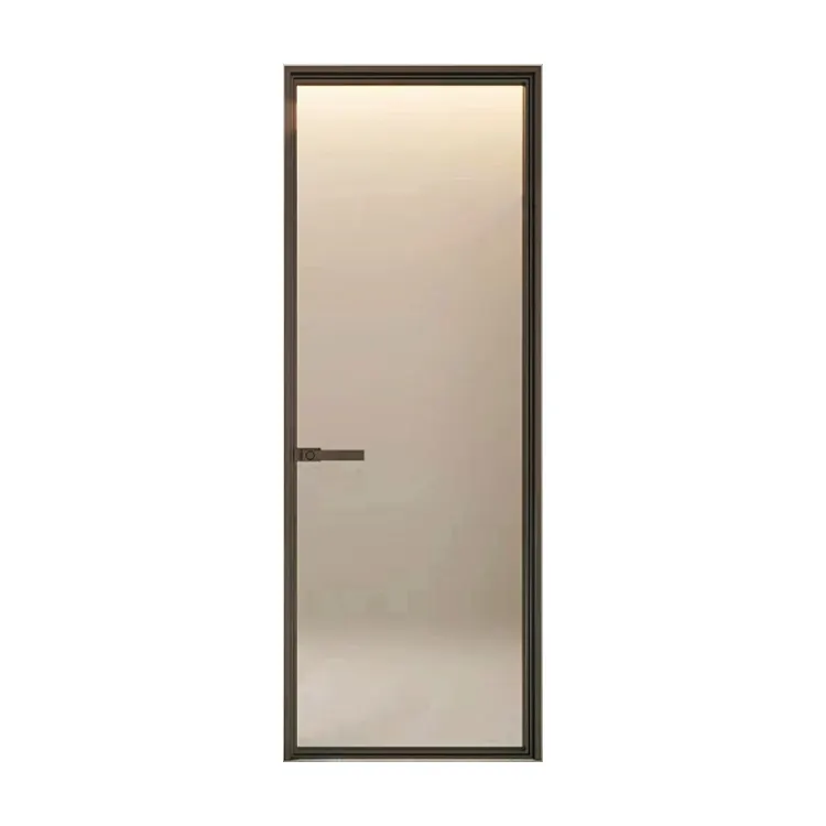 Porte de salle de bain pivotante extrêmement étroite porte de toilette intérieure en aluminium étanche dernière conception par le fournisseur chinois