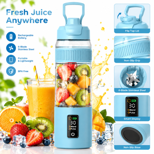 Licuadora Portátil Inalámbrica Recargable por USB con Logotipo Personalizado, Licuadora Eléctrica Personal para Jugos Frescos y Batidos de Proteínas - Product Image 1