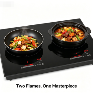 Table de cuisson <span class=keywords><strong>à</strong></span> induction double onduleur 4000W 220V avec commande tactile coulissante, encastrable, minuterie indépendante, verrouillage enfant, en vitrocéramique - Product Image 3