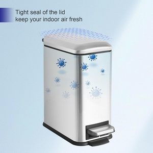 5L Basics Stainless Steel Rectangular Soft-close Garbage Bin <b>Step</b> Trash Can Pedal Bin with Foot Operated - Product Image 4