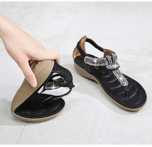 Sandalias Bohemias de <span class=keywords><strong>Gladiador</strong></span> con Pedrería para Mujer, Estilo Casual para Caminar, Brillantes para Novia, Dama de Honor, Boda - Product Image 6